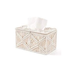 Organisateur de porte-serviettes en coton macramé Boho écologique boîte à mouchoirs tricotée à la main décor pour chambre à coucher avec logo personnalisé - Product Image 1