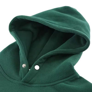 Sudadera con Capucha Francesa Lisa para Hombre, Sudadera de Algodón Grueso, Logotipo Personalizado, Corte Holgado, Sudadera con Botones a Presión - Product Image 6