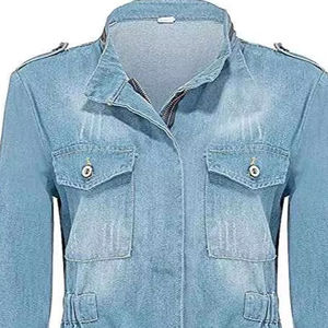 Chaqueta Vaquera de Mujer al por Mayor, Panelada, 440g, Algodón, Lavado a la Piedra, Corte Regular Informal, Estampado Digital, Color en Contraste, Invierno Otoño - Product Image 1