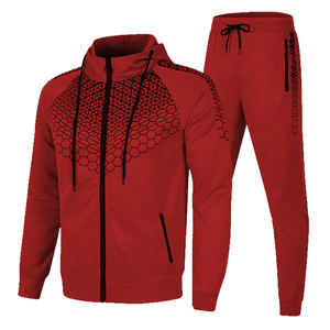 <b>Men's</b> <b>Fleece</b> Hoodie <b>Jogger</b> Set Zipper Tracksuit in Solid Color with DTF DTG Screen and Digital Printing Sublimation - Product Image 5