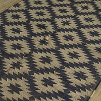 Tapis Dhurrie Géométrique Pour Salle à Manger Salon et Chambre à coucher Noir et Blanc Laine Jute Navajo Zone Décoration Maison Jute Kilim Tapis