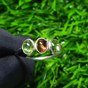 Anillo fino de Plata de Ley 925, 1,33 gramos, cabujones ovalados de turmalina múltiple Natural, ajuste de bisel, rodio para regalo de aniversario - Product Image 5