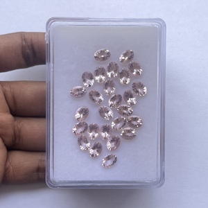 พลอยมอร์แกไนต์สีชมพูพีชธรรมชาติ ขนาด 6 มม. 8 มม. 10 มม. ทรงรีเจียระไน แบบหลวม ได้รับการรับรองจาก IGI ผลิตด้วยมือจากอินเดีย ขายส่ง พลอยกึ่งมีค่า - Product Image 1