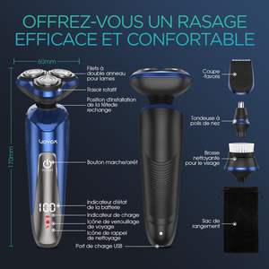 Afeitadora Eléctrica Recargable para Hombre 4 en 1 con Cabezal Giratorio, Recortadora de Barba, Recortadora de Nariz, Cepillo Facial, Inalámbrica, Triple Cuchilla, IPX7 - Product Image 2