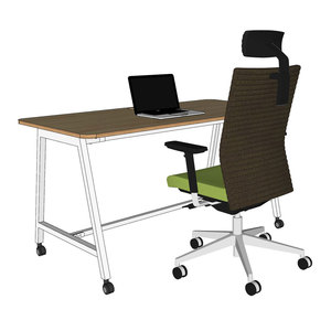 Bureau mobile au design minimaliste FOS 140x70cm en bois mélaminé avec pieds en fer, mobilier de bureau - Système FOS003 - Product Image 3