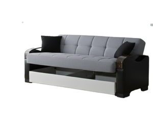 Modern Durable Sofa Bed Three Seat Sectional Split Back Solid Wood Frame Design Click Clack Mechanism Storage Room - Product Image 5