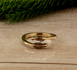 Anillo de hoja de latón ajustable, joyería de moda Bohemia hecha a mano para mujer, banda abierta inspirada en la naturaleza, anillo minimalista al por mayor - Product Image 5