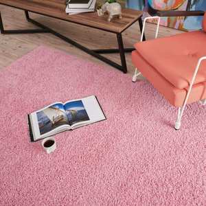 <b>Modern</b> Plush Pink Rectangular <b>Rug</b> for Bedroom <b>Living</b> <b>Room</b> Hallway-Machine Made Polyester Minimalist Style - Product Image 6