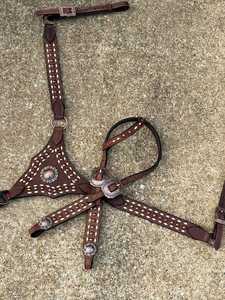 Turqouise headstall, החושן, סוס אוזן אחד אוזניות צווארון חזה סט במחיר הסיטונאי - Product Image 2