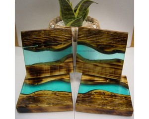 Wholesale Square Acacia Wood and Epoxy Resin Best <b>Coasters</b> Wooden Resin Edge Best <b>Coaster</b> <b>for</b> <b>Drink</b> Coffee Tea - Product Image 5