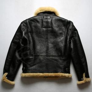 Blanked Bomber-Shearing Laine-Noir Chaud Casual Hommes Shorts-Styles Vestes En Cuir Véritable Fourrure Manteaux En Peau De Mouton - Product Image 2