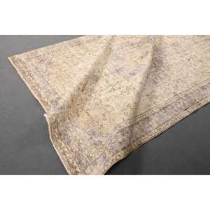 พรมตุรกี, พรมวินเทจขนาด 5.9x9 ฟุต, พรมขนสัตว์สีเบจลายอิคัต - Product Image 4