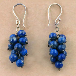 Boucles d'oreilles pendantes en lapis-lazuli lustré avec crochet en argent 925 - Tendance pour femmes - Product Image 2