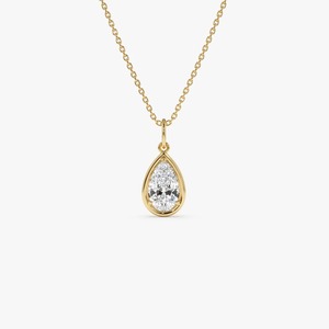 Collier pendentif en diamant de laboratoire classique éblouissant en forme de poire 1,00 carat E-F VS avec chaîne en or 14K pour cadeau de fiançailles ou de fête - Product Image 1
