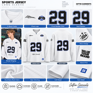 Maillot de hockey personnalisé à manches longues, respirant, en maille, style fan, avec numéro, streetwear, rétro, pour le jour du match - Product Image 4