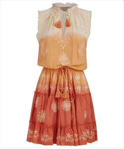 Servicio de diseño de ropa Fabricantes Falda de verano de mujer personalizada Cuello en V Sin mangas Gasa Bordado Estampado Vacaciones Mini vestido - Product Image 3