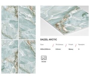 Azulejo de Porcelana Azul de Lujo al por Mayor de 600x1200 mm con Vetas Doradas, Acabado Brillante Antideslizante para Sala de Estar y Baño - Product Image 2