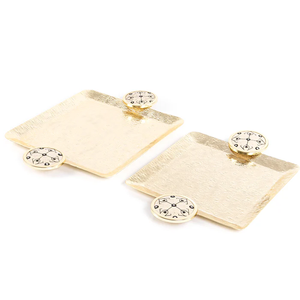 JUEGO DE 2 bandejas para servir alimentos con acabado personalizado de estilo lujoso, bandeja para servir té y café decorativa hecha a mano, proveedor de India - Product Image 3