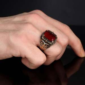 Azuris – bague pour hommes de haute qualité, style ottoman, en argent sterling 925, avec pierre noire naturelle, Turquie, VALKH1741 - Product Image 4