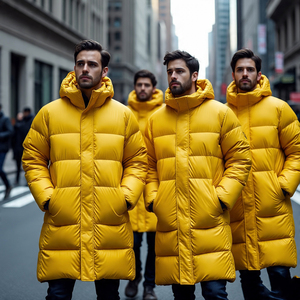 แจ็คเก็ตขนเป็ดตัวยาวมีฮู้ดสำหรับผู้ชายเสื้อโค้ทขนเป็ดแบบยาวอบอุ่นหนาสำหรับฤดูใบไม้ร่วงและฤดูหนาวสไตล์ใหม่ - Product Image 2