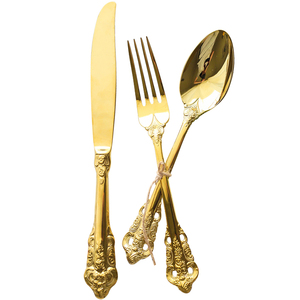 Ensemble de couverts en métal brillant poli, ensemble de couverts de luxe, ensemble de couverts décoratifs pour mariage royal, couverts en métal pour restaurant - Product Image 2