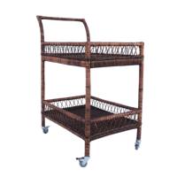 Chariot de bar Mulya de haute qualité en rotin naturel à quatre roues, garantie de 3 ans, équipement domestique, industriel, hôtelier, de restaurant et de café, OEM