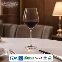 LAKOTTO Verre à vin à pied en cristal transparent de luxe 450 ml pour service hôtelier et bar, verrerie de restaurant, logo personnalisé, usine