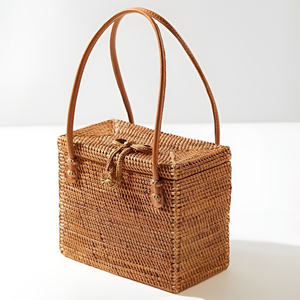 Multipurpose rattan storage bags trendy wallet bag women <b>purse</b> handbags with various sizes - Product Image 3