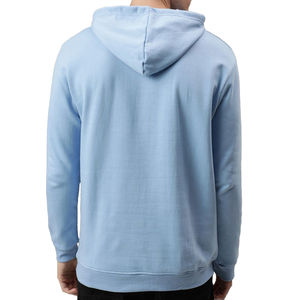 Pull à capuche bleu pur coton pour homme, coupe ample, épaules tombantes, poche, technique de teinture unie pour l'impression numérique d'hiver - Product Image 3