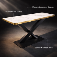 Table rectangulaire en pierre frittée moderne pour restaurant et café, mobilier commercial moderne pour restaurant, table en pierre frittée