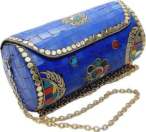 Sac à main en mosaïque métallique élégant pour tenues tendance, sac à main de mariée en mosaïque de luxe avec perles décoratives à prix avantageux - Product Image 2