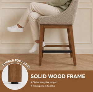 Taburete de bar moderno tapizado con patas de madera y respaldo sólido para uso en bares domésticos - Product Image 3