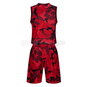 Diseño de Camiseta de Baloncesto con Camuflaje Rojo y Negro, Último Modelo de Camiseta de Baloncesto Reversible - Product Image 2