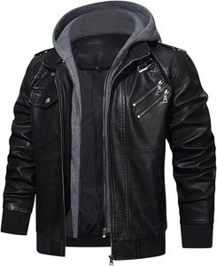 Chaqueta de cuero de motorista Vintage informal de Primavera/otoño para hombre 2021, servicio OEM al por mayor, abrigo de Motor empalmado, estilo de motorista cálido - Product Image 3