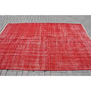 Tapis turc vintage moderne 5.5x8.5 pieds rouge grande surface style Kilim laine 10mm épaisseur Latex Patchwork pour couloir chambre décor - Product Image 3