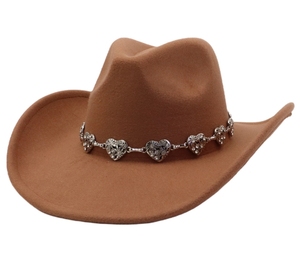 หมวกปานามายูนิเซ็กส์สำหรับฤดูหนาวสีเงินสายโซ่สีเงินหมวกปีกกว้างหมวก Fedora - Product Image 1