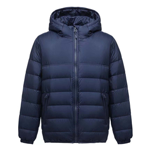 Chaqueta acolchada para deportes al aire libre de estilo callejero de invierno para hombre, abrigo de plumón transpirable con logotipo frontal, tela de lino y lana, patrón sólido - Product Image 1