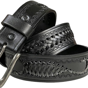 Ceinture en cuir tressé de style western, en cuir pleine fleur, robuste, en cuir de vache de qualité supérieure, avec des motifs perlés personnalisés, ceintures de luxe prêtes à être expédiées, unisexe - Product Image 1