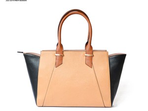 Sac fourre-tout en cuir véritable vintage pour femmes, couleur contrastée, 7 pouces, résistant à l'eau, sac à bandoulière, travail, bureau, élégant - Product Image 5