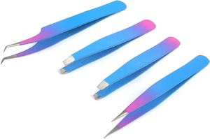 Juego de pinzas profesionales para depilación encarnada y modelado de cejas de primera calidad en pinzas para cejas de color verde - Product Image 3