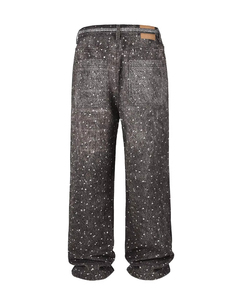 Pantalones Vaqueros Negros Holgados, Pantalones Vaqueros Vintage con Lavado Ácido y Bolsillos Casuales, en Oferta con Logotipo Personalizado - Product Image 4