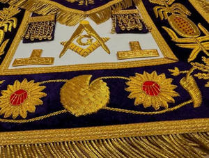 Delantal Masónico de Moda Vintage Cuadrado, Transpirable y Ecológico, con Bordado de Hilo de Oro y Encaje, para Maestro Masón de Logia Azul, Gran Regalia - Product Image 2