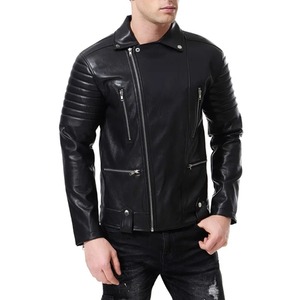 Chaqueta de cuero de otoño para hombre con cremallera múltiple Nuevo diseño de locomotora para motocicletas - Product Image 2