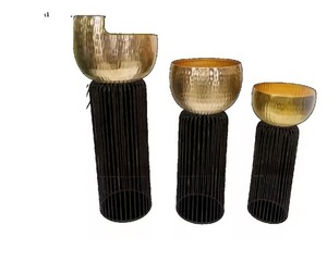 Lot de 3 jardinières de sol en fer poli doré écologique avec support Pots aspect royal pour la décoration intérieure de la maison et du jardin - Product Image 2