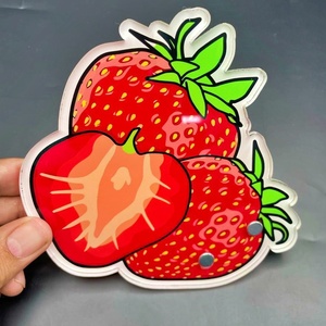 Tuile de cils en acrylique fraise vibrant imprimé de logo personnalisé porte-cils durables et outils de beauté - Product Image 2