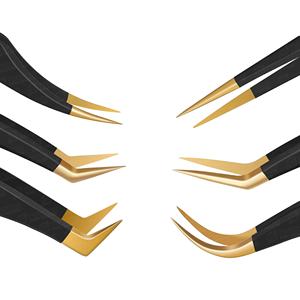 Venta al por mayor de pinzas de pestañas de acero inoxidable de alta calidad pinzas de extensión de pestañas puntiagudas personalizadas punta afilada - Product Image 2