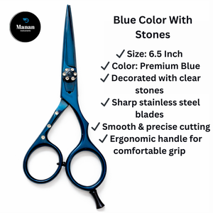 Tijeras de Peluquería Profesionales de 6.5 Pulgadas, Hoja Afilada de Acero Inoxidable, Color Azul, para Diestros - Product Image 2