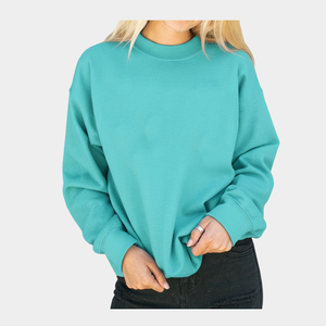 Sudadera Holgada de Cuello Redondo para Mujer, Informal, de Algodón con Forro Polar, Estilo Zeta Psi, para Invierno y Otoño, Bordada, Lisa y Teñida - Product Image 3