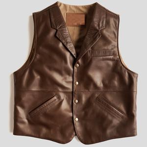 เสื้อกั๊กหนังสำหรับผู้ชายแบบปรับแต่งได้เสื้อหนังมีสไตล์สวมใส่สบายระบายอากาศได้แบบมีลวดลายบริการ OEM - Product Image 5