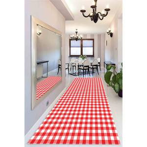 Tapis à carreaux rouges et blancs, tapis imprimé moderne pour la décoration de la maison, avec tapis à poils doux - Product Image 4